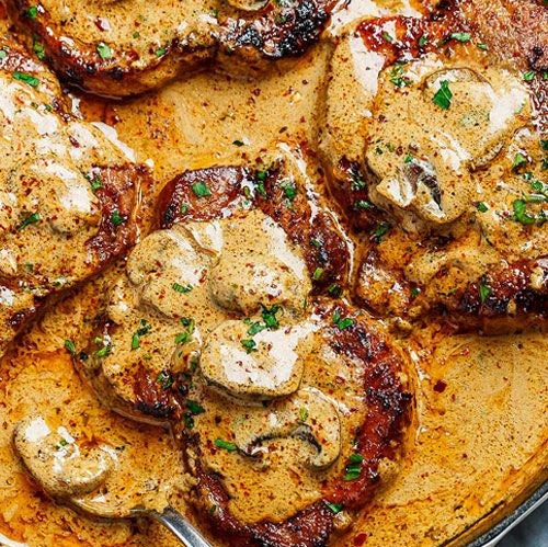 Pork Chops w/ Mushroom Cream Sauce (Feb. 28th/Mar. 2nd pickup)