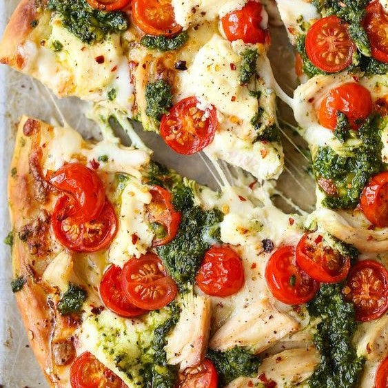 Roasted Garlic Chicken Pesto Flatbreads (February 14th/16th pickup)